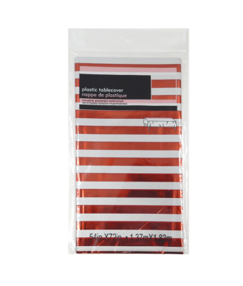 Mantel Plástico de Líneas Rojo/Blanco