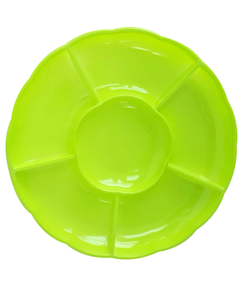 Bandeja Circular Compartimentos Verde Limón X3