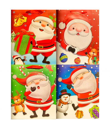 FUNDA NAVIDEÑA 4MOD PAPÁ NOEL 3D XU 32X26X10CM X48