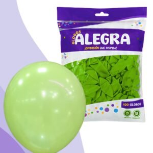 PAQ. DE GLOBOS R12 VERDE LIMÓN x100 UNIDADES