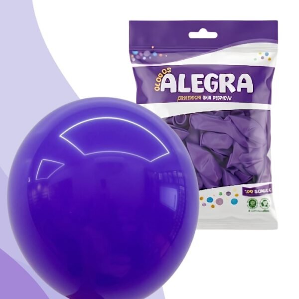 PAQ. DE GLOBOS R12 MORADO x100 UNIDADES