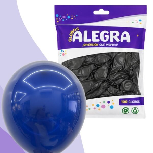 PAQ. DE GLOBOS R12 AZUL NAVAL x100 UNIDADES