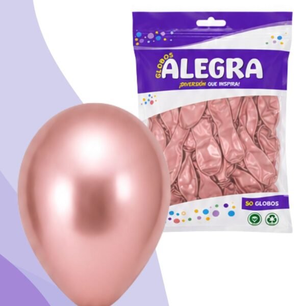 PAQ. DE GLOBOS R12 ROSE GOLD REFLEX x50 UNIDADES