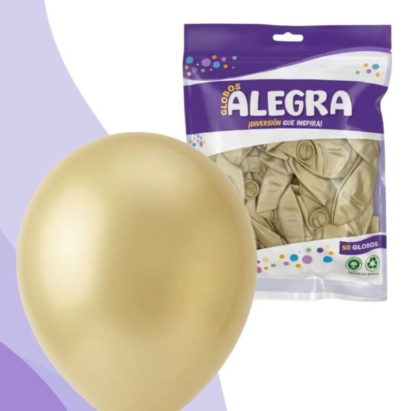 PAQ. DE GLOBOS R12 DORADO REFLEX x50 UNIDADES