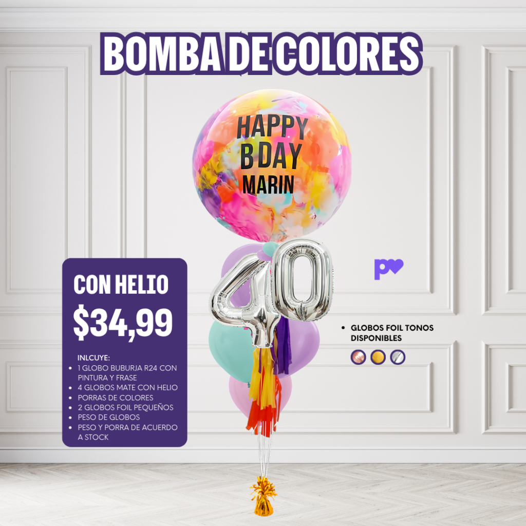 BOUQUET BOMBA DE COLORES CON HELIO
