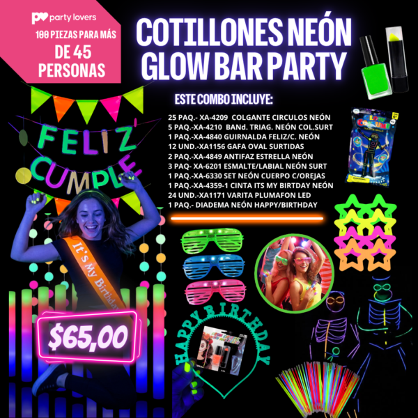 COTILLONES NEÓN: GLOW BAR PARTY