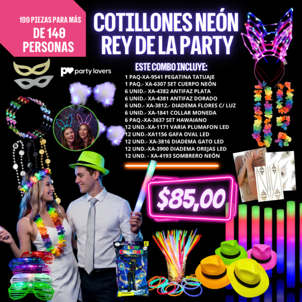 COTILLONES NEÓN: REY DE LA PARTY