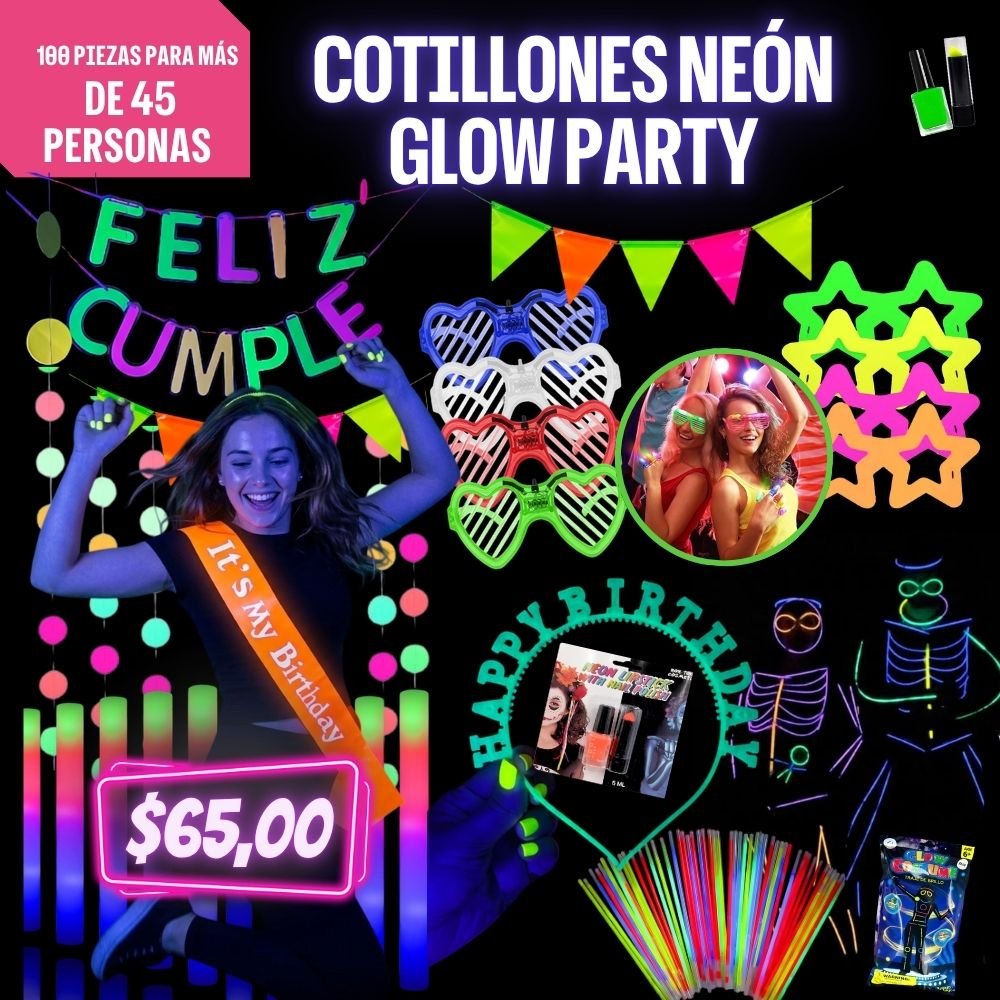 COTILLONES NEÓN: GLOW BAR PARTY