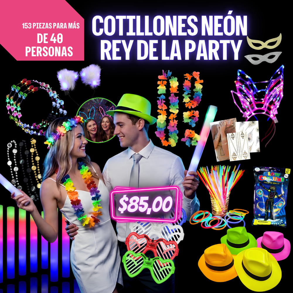 COTILLONES NEÓN: REY DE LA PARTY