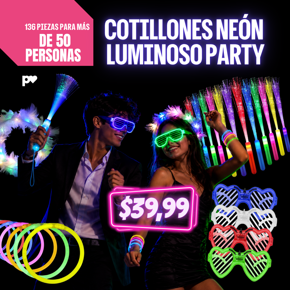 COTILLONES NEÓN: LUMINOSO PARTY