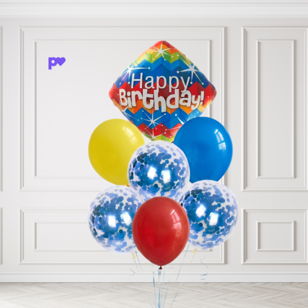 BOUQUET HAPPY BIRTHDAY MULTICOLOR CON HELIO