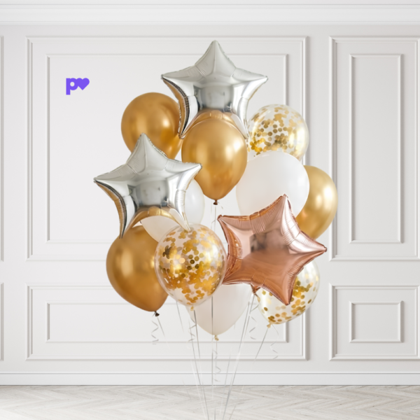 BOUQUET ESTRELLAS PLAT/ROSE GOLD CON HELIO X12 PCS