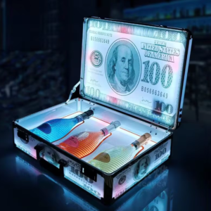 PORTA BOTELLA MALETA BILLETE LED
