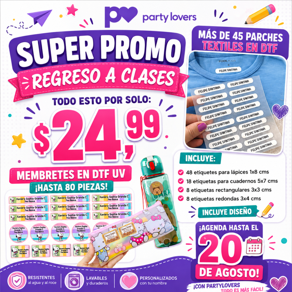 SUPER PROMO: UV MÁS DTF TEXTIL PARA EL REGRESO A CLASES