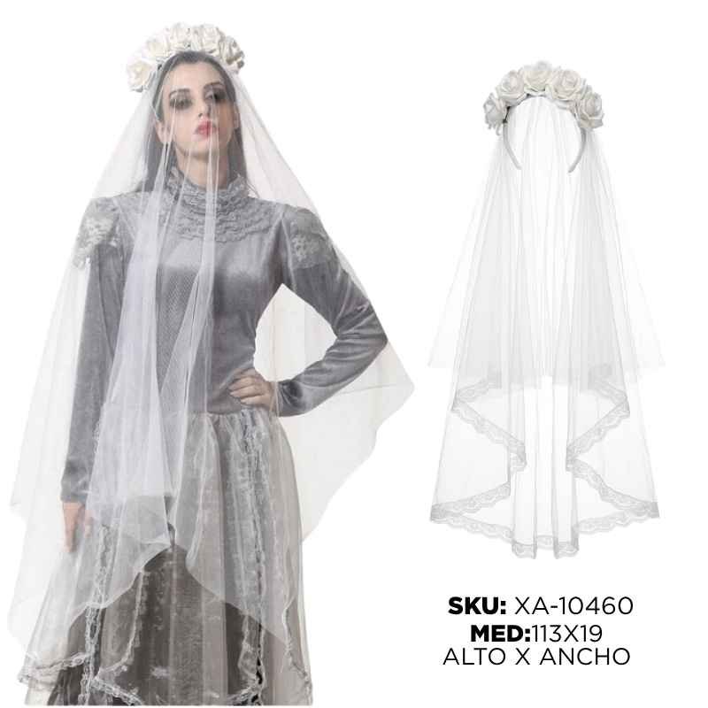 DIADEMA FLORES BLANCAS C/VELO XU X12PAQ X300B