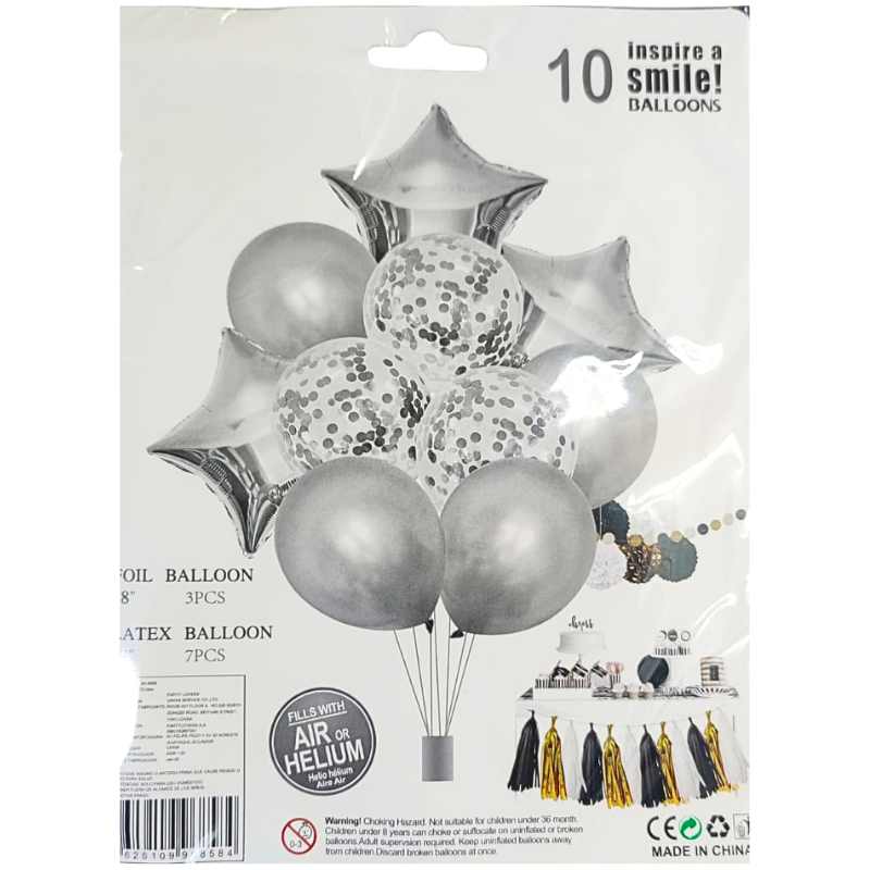 BOUQUET PLATEADO CONFETI 10PCS X500B