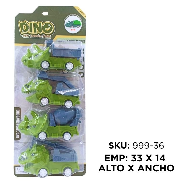 CARRITOS CONST DINOSAURIO 4PCS BX180