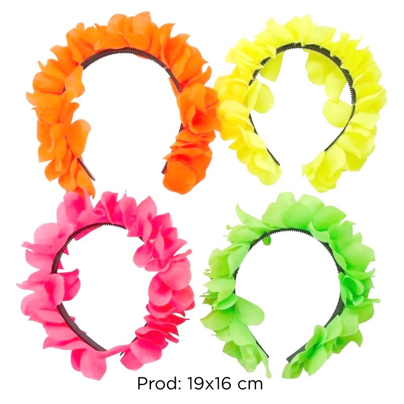 DIADEMA FLOR UNICOLOR NEON X12 X60B