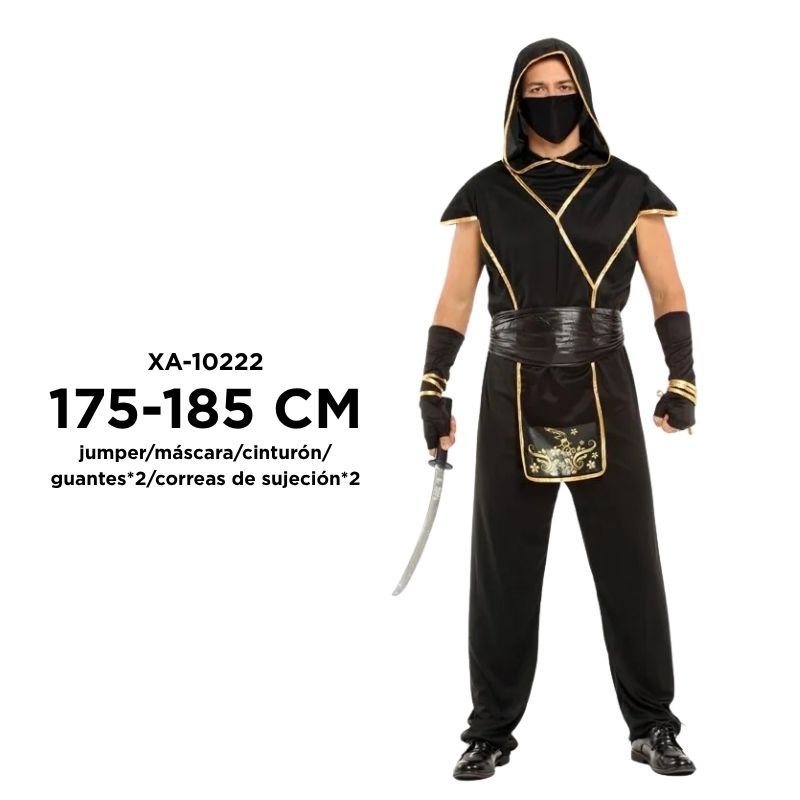 DISFRAZ NINJA NEG/DOR T-M XU BX40