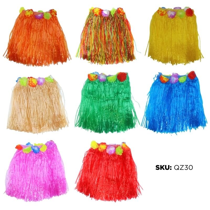FALDA HAWAINA PQ PLAST. V COLORES