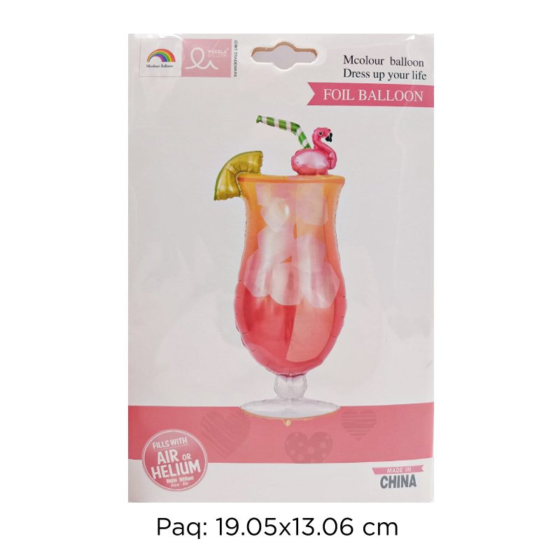 GLOBO COPA COCTEL FLAMINGO 43X96CM X600B