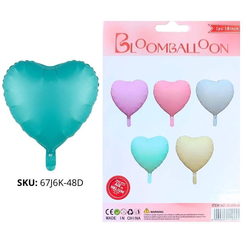 GLOBO CORAZON TURQUEZA PASTEL
