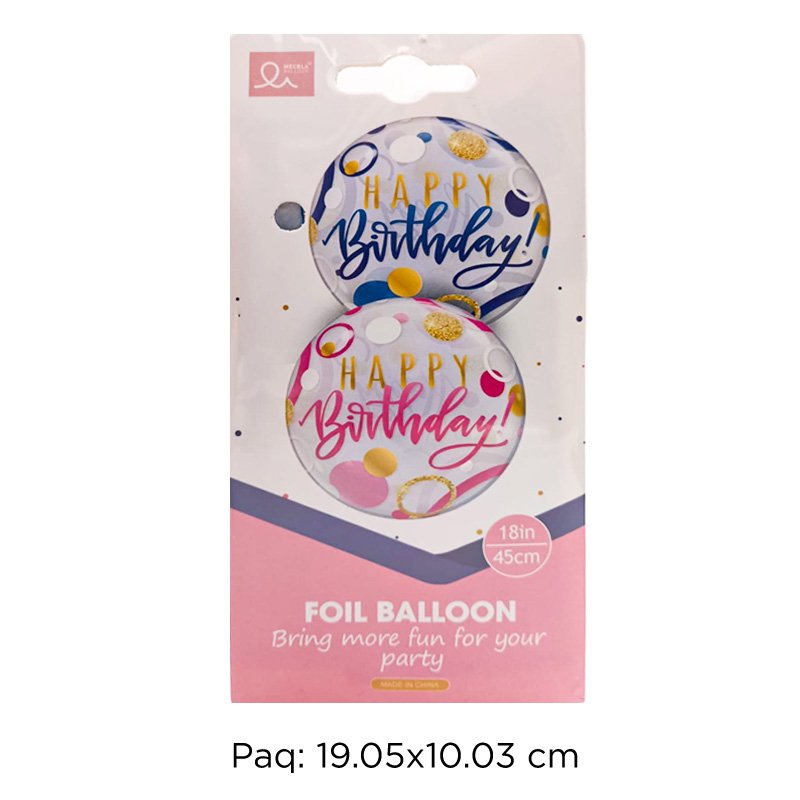 GLOBO H/BIRTHDAY BLUE/PINK 18 PLG X300B