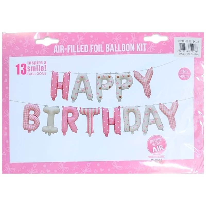 GLOBO LETRA HAPP/BIRTHD ROSA