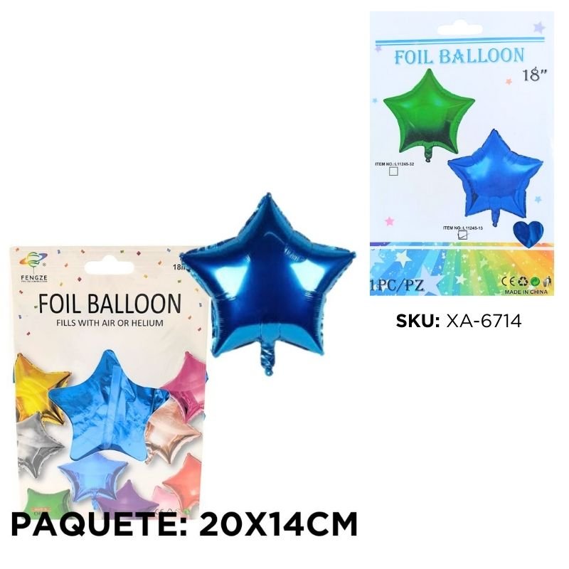 GLOBO MET. ESTRELLA AZUL 18PLG XU X600B