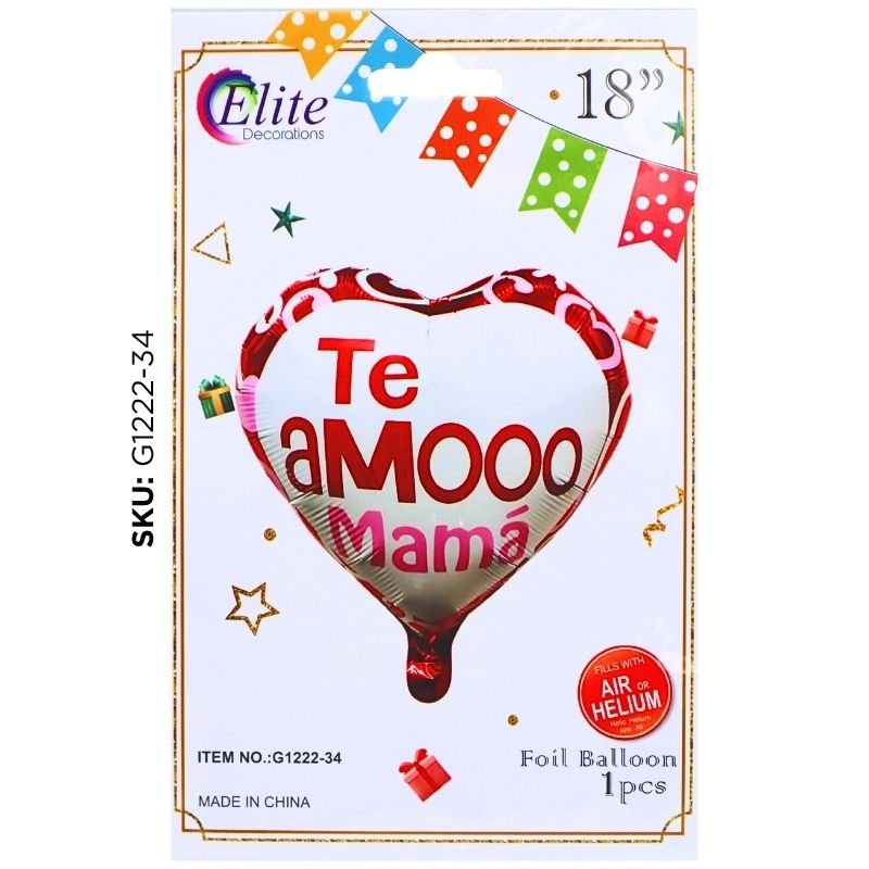 GLOBO MET.COR. TE AMO MAMA 18"