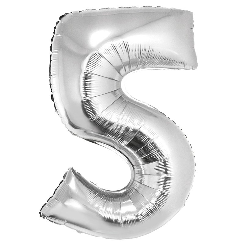 GLOBO NUM MED 5 PLATEADO