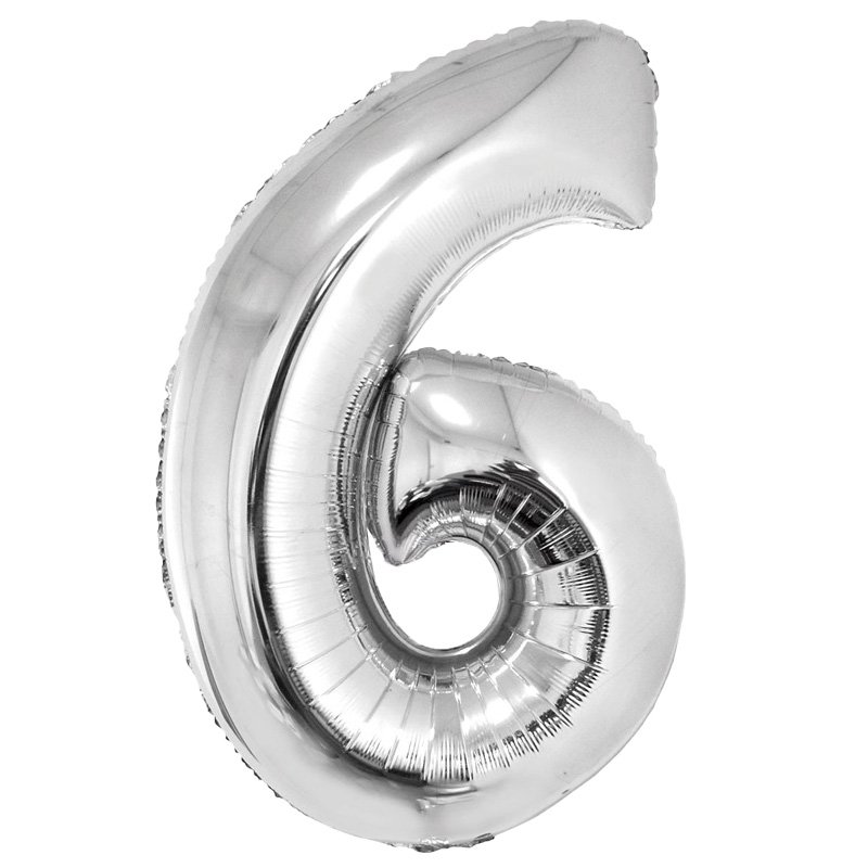 GLOBO NUM MED 6 PLATEADO