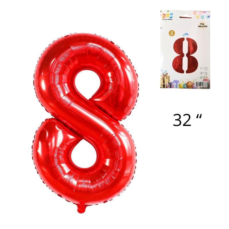 GLOBO NUM MED 8 ROJO
