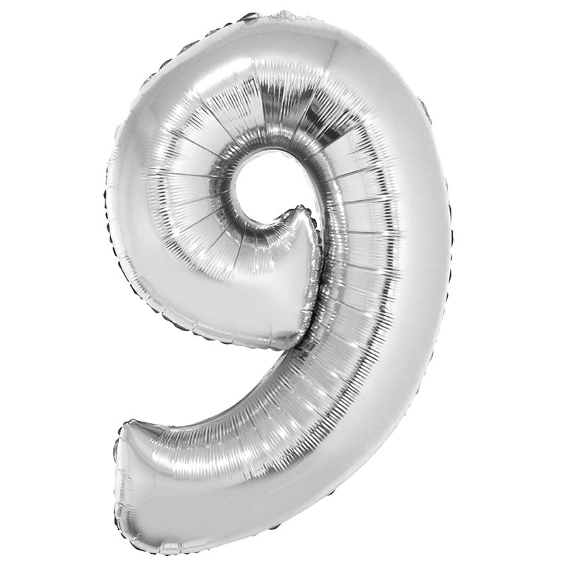 GLOBO NUM MED 9 PLATEADO