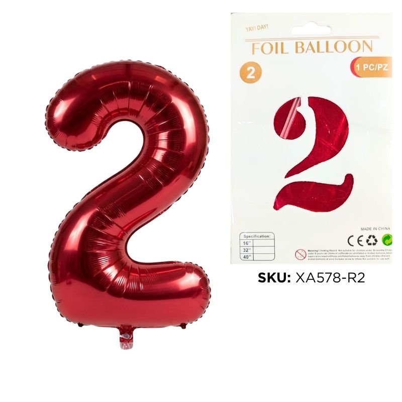 GLOBO NUM PEQ #2 ROJO