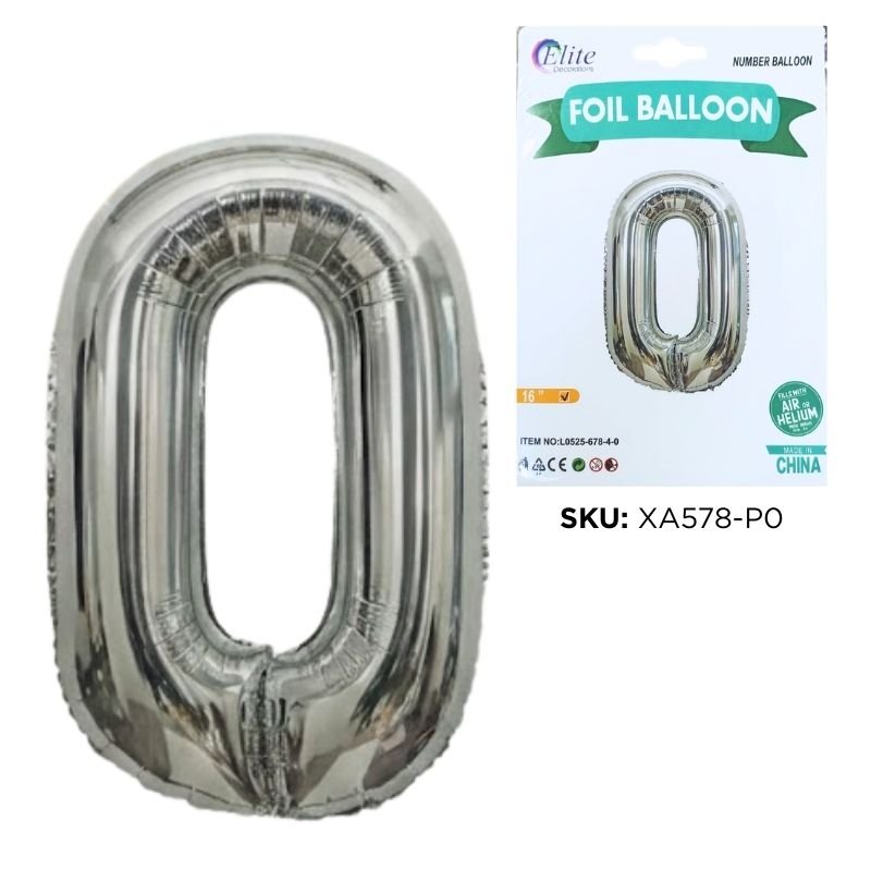 GLOBO NUM PEQ 0 PLATEADO