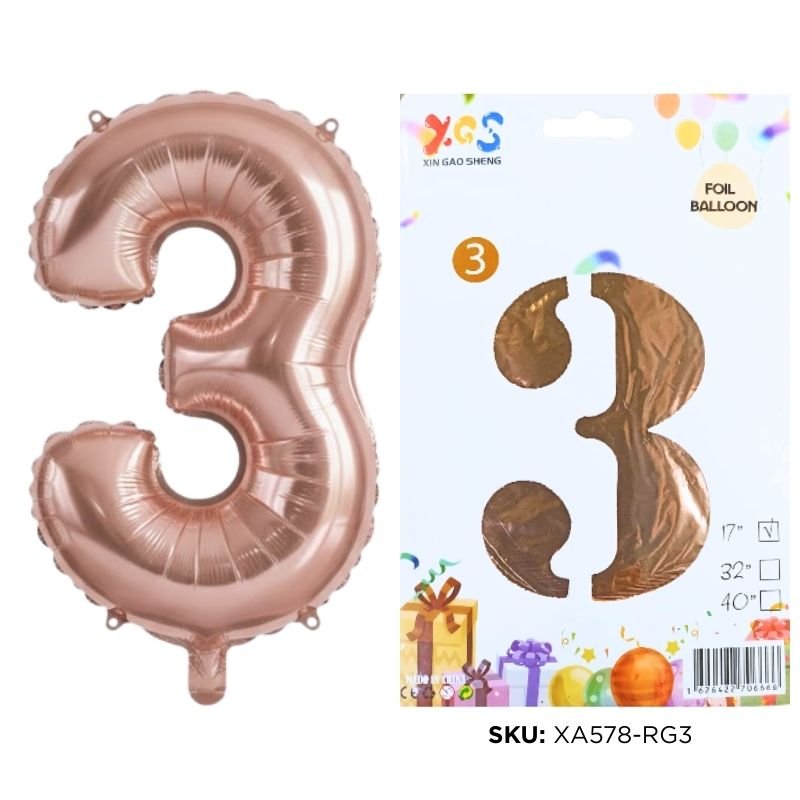GLOBO NUM PEQ 3 ROSE GOLD