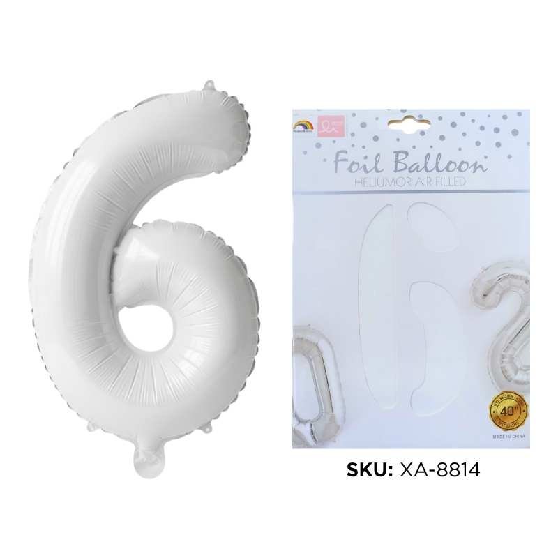 GLOBO NUM.#6 JUMBO BLANCO XU/400B