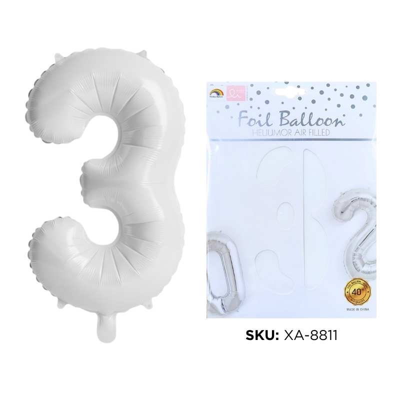 GLOBO NUMERO JUMBO #3 BLANCO XU X400B