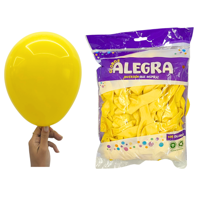 GLOBO R12 MACARON AMARILLO ALEGRA X100PZS X100B