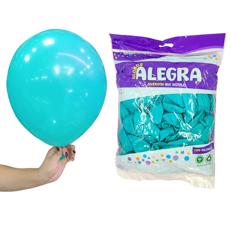 GLOBO R12 MACARON TIFFANY BLUE ALEGRA X100PZS X100B