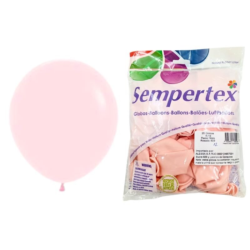 GLOBO R18 PASTEL ROSADO SEMP. X 25