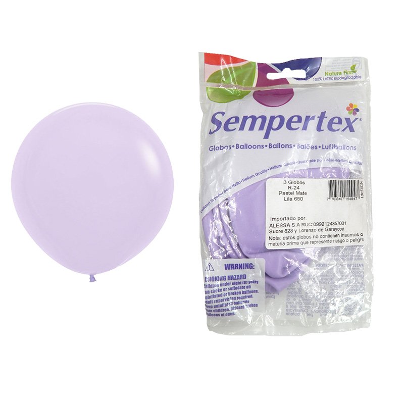 GLOBO R24 LILA PASTEL X3 SEMPERTEX