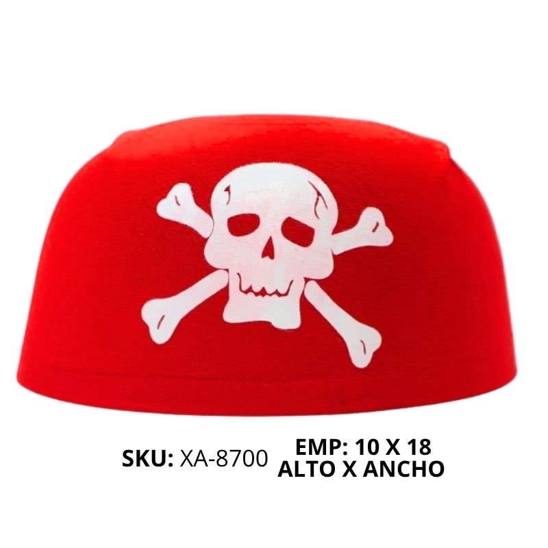 GORRO PIRATA ROJA CALAVERA X400B