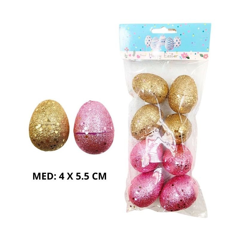 HUEVOS PASCUA ESC DOR/ROSA X8PZS /X200B