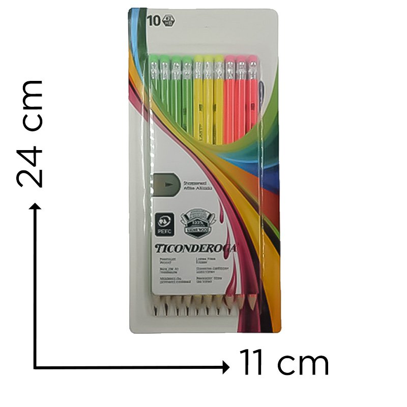LAPIZ ESCOLAR HB2 X10NEON