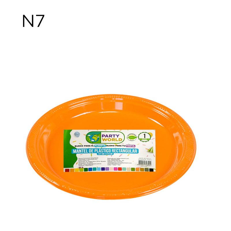 PLATOS PLAST. NARANJA N7" X 10U