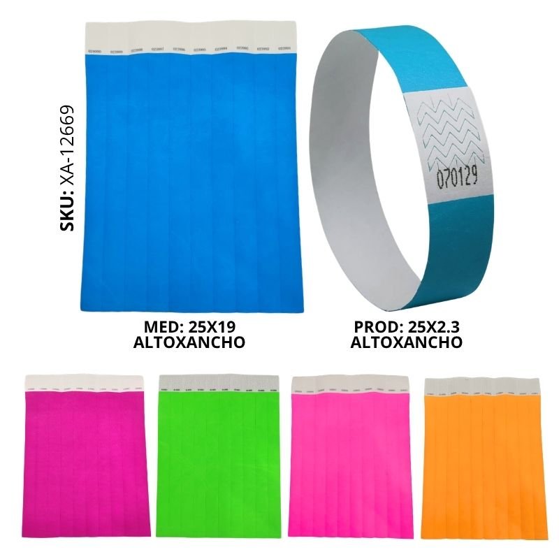 PULSERAS NEON CON IMPRESION X 100 /X30B