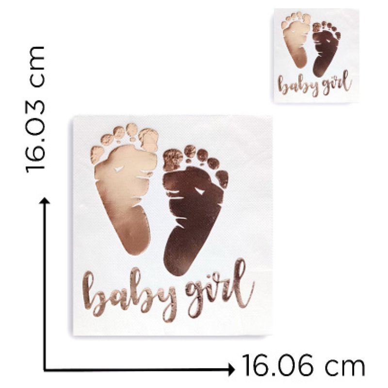 SERVILLETA BABY GIRL R/GOLD 20PCS 300B