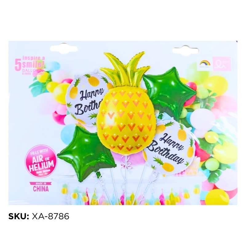 SET GLOBOS H/BDAY HAWAI 5PCS XU X200B